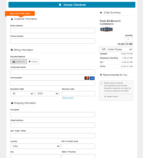 Peak BioBoost - Order Form